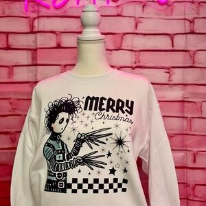 Edward scissor hands Merry Christmas Graphic Sweatshirt